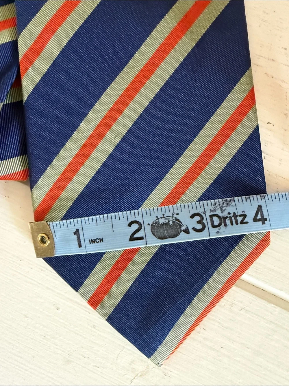 Vintage Tommy Bahama Off Island All Silk Striped Tie Made in USA Blue Orange